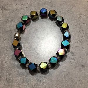 Iridescent glass bead bracelet